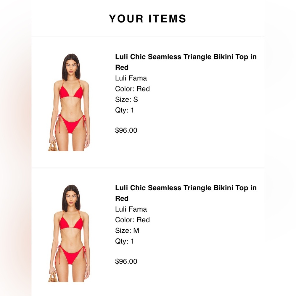 Luli Fama Red Seamless Triangle Bikini Top and bottoms - Picture 2 of 7